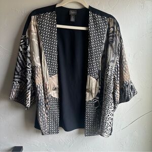 Travelers‎ by Chicos Open Front Lightweight Burnout Satin Cardigan Size 12
